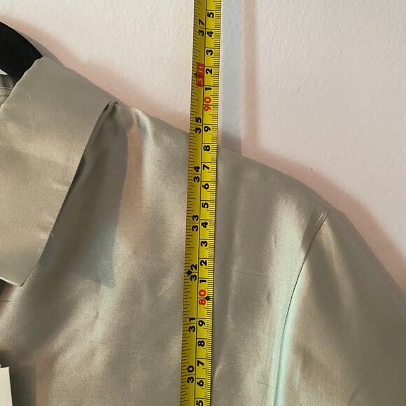 NWT Theory Silk Ice Gray Shantung Twill Button Down A-Line Mini Dress Women's 6 - Picture 12 of 16